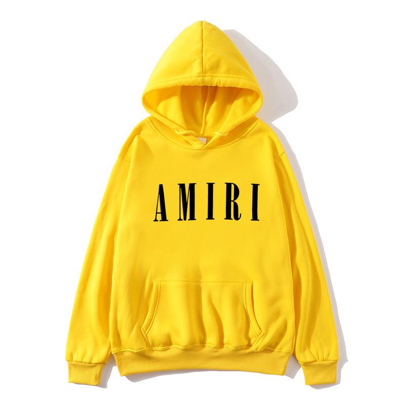 Autumn Winter Fleece Men's Amiri Hooded Loose Fit Trendy Brand Hoodie