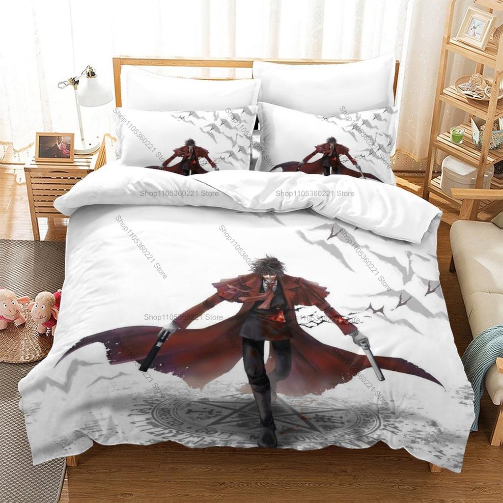 Kpop Hellsing Alucard Bedding Set 3 Piece Duvet Cover Set Gothic Vampire Bedroom Decor All Sizes For Kpop Fans