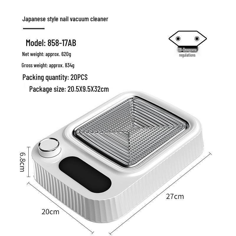 Japanese-Style Nail Vacuum Cleaner with Adjustable Speed, 80W, Includes Filter and Hand Pad