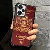 Georgia Passport Flag Plating Phone Case For Xiaomi Redmi Note 14 15 Pro Plus 13 12 11 11S 11T 10 9S 9 5G Anti-Fall Airabag Cove