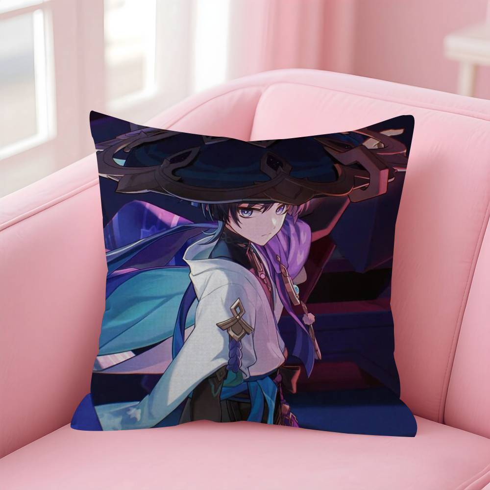 Games Genshin Impac Wanderer Cushion Cover Pillow Cover Decor Pillowcase Printed Cushion Case for Couch