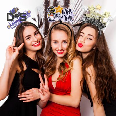 Elastischer Haarreif für Männer und Frauen, Neujahrsthema, Stirnband, Happy New Year-Dekoration, vielseitiges Haar-Accessoire
