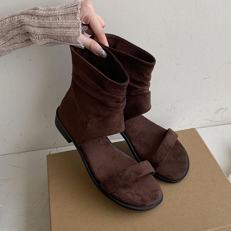 Fashion Female Open Toe Footwear Ladies Flats Sandals Boots Spring Summer Fashion Zippers Women Flats Sandals Ankle Booties Shoes