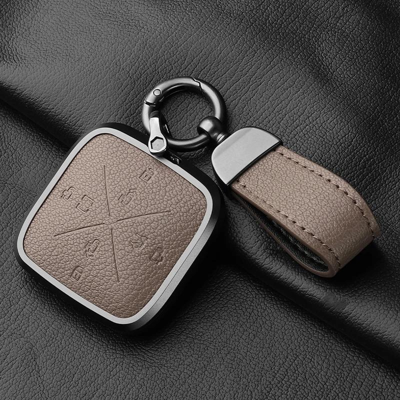 8 Button Aluminum Alloy Goatskin Car Key Case Cover For Zeekr X 001 009   Car Key Case Protect Fob