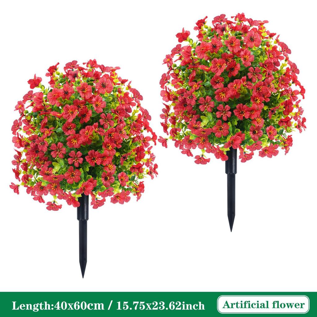 Violet Eucalyptus Garden Stake: Realistic Faux Flower Decoration with Ground Peg