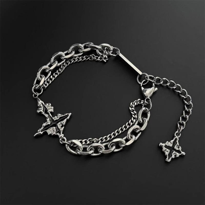 Dark Gothic Cross Chain Bracelet for Men Luxury Titanium Steel Unisex Minimalist Design Trendy American Style