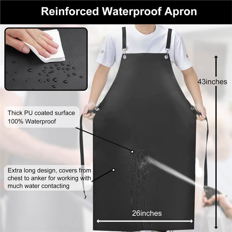 T02C!For Restaurant Dishwashing Apron, 43  Waterproof Rubber, Anti-Tear Heavy Duty Vinyl Adjustable Thicker Dishwasher Apron
