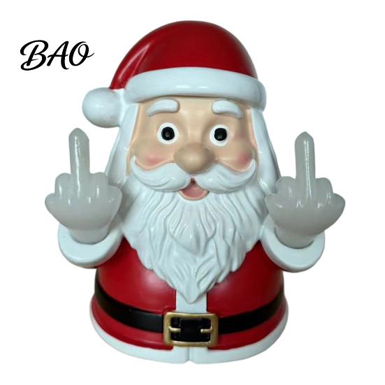 Humorous Christmas Party Decor Middle Finger Light, Naughty Santa Claus Reindeer Giving Lamp with LED Novelty Holiday Home Decorations Warm Glow, Wall