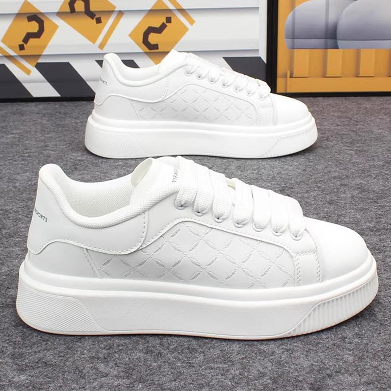 

New men s shoes spring and autumn flat-soled casual leather shoes sports shoes black and white men s thick-soled breathable 36 белый