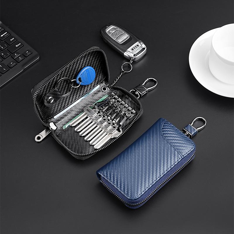 Carbon Fiber Fabric Keychain Unisex Key Bag Multifunction Organizer Wallet Holder Smart Housekeeper Car Small Case Keys Pouch