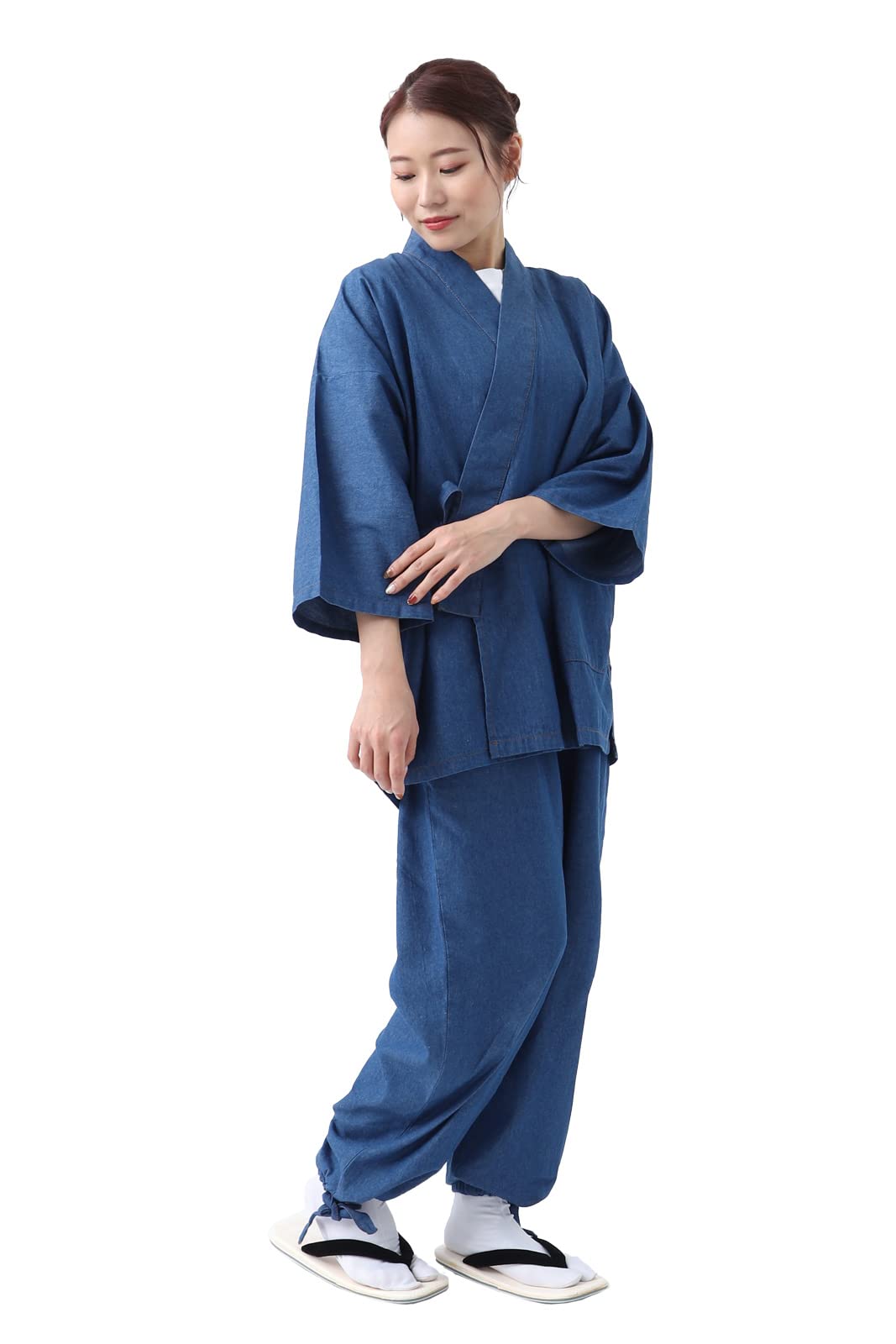 [Tayutafu] Denim Samue (Japanese workwear) for Women - Stylish, Cool, Cute, All-Season, Japanese Style, Set-up, Sizes Available, Women s, Samue, All