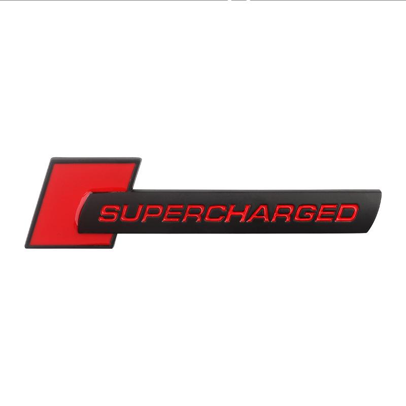 1Pc 3D Metal Letter Metal Supercharged Logo Badge Decal Car Sticker Q7 S Line A6A8D4 B8S6 C5 V6 Supercharged Logo Accessories
