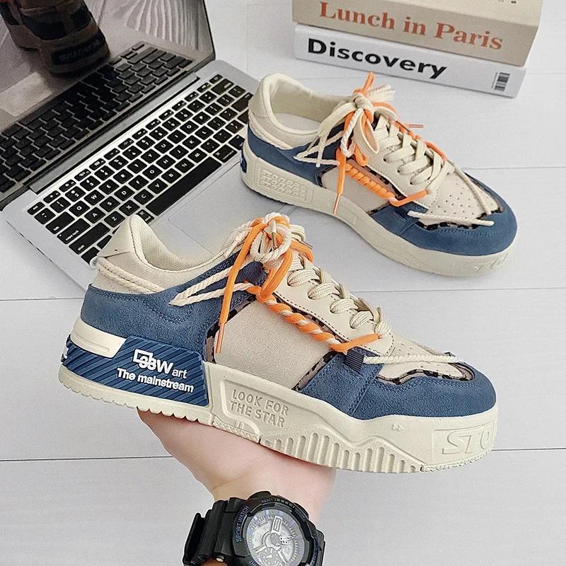 fashion Designer Shoes  Men Casual Platform Sneakes Two-tone Lace Up Trainers Fashion Student Sneakes Mens Vulcanized Tenis Masculino544