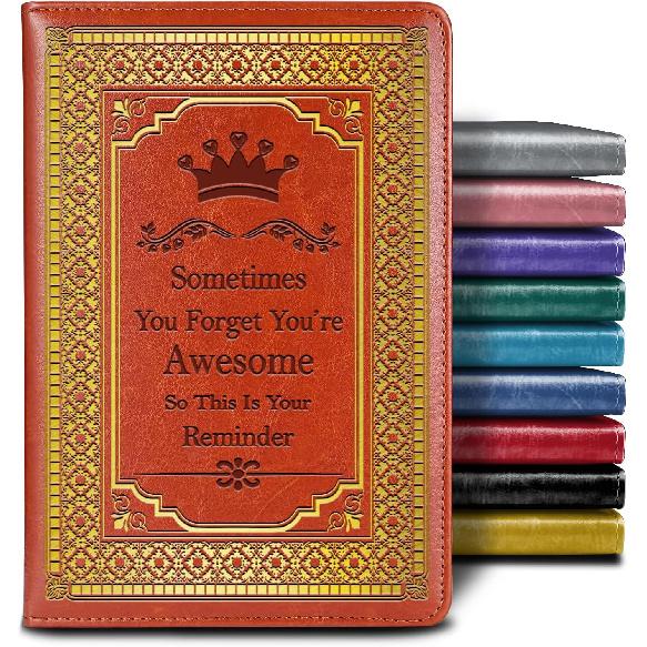 pirational Gift Sometimes You Forget You re Awesome FAUX Leather Journal Motivational Gift Appreciation Gift for Friend Teacher Coworker,1 Pack Reminder-Brown