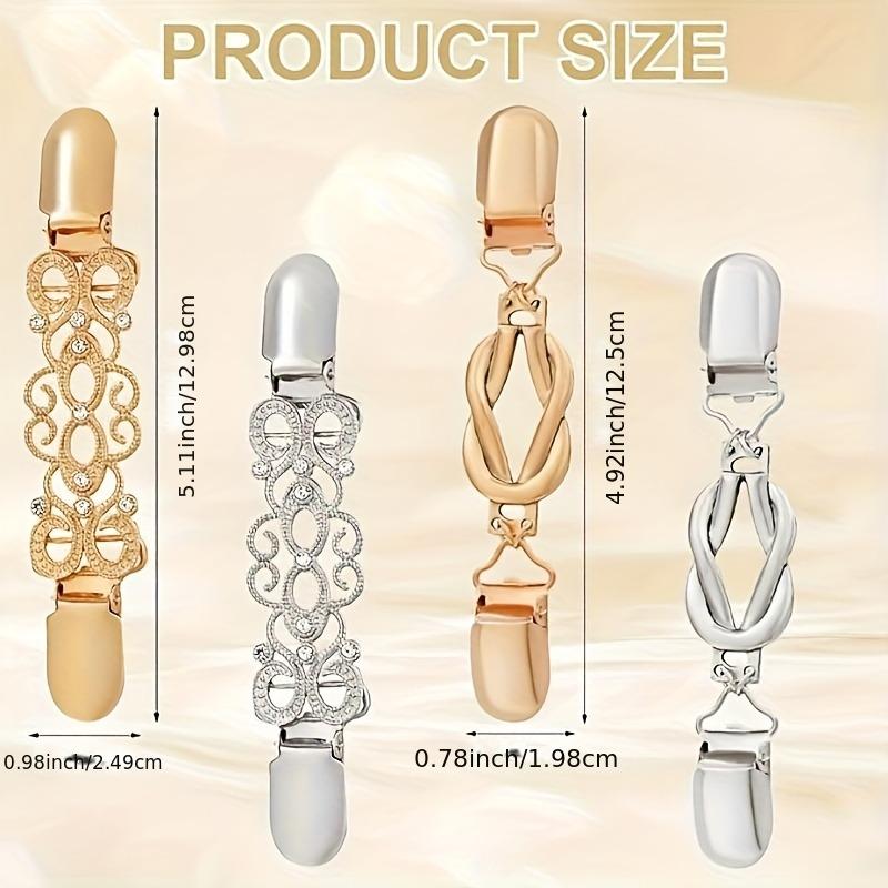 4Pcs Vintage-Inspired Waist Cincher Clips for Women - Adjustable Metal Brooches for Dresses Shirts Shawls Secure Hold Zinc Alloy