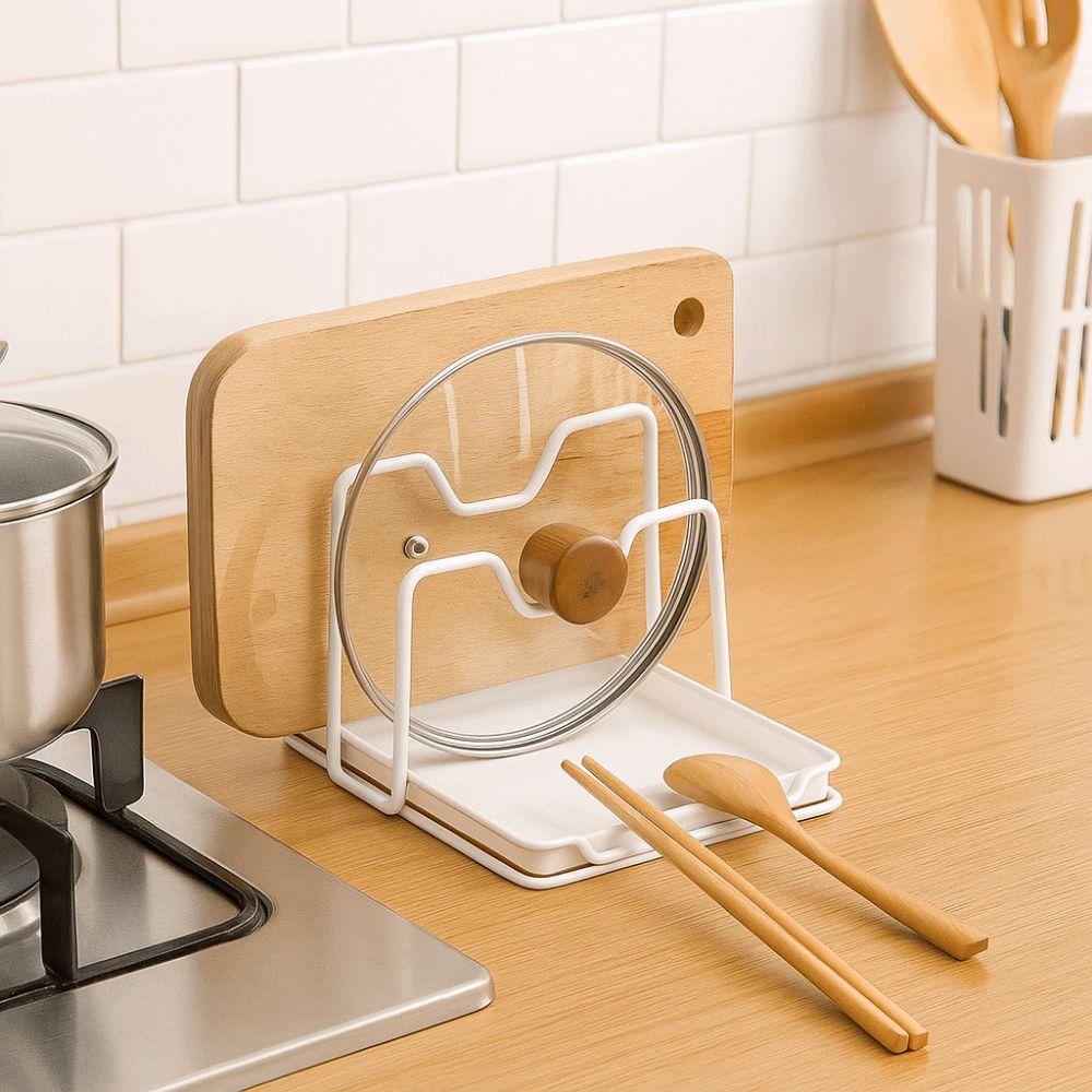 Rustproof Pan Pot Lid Holder Iron Shovel Spoon Rest Multifunctional Cutting Board Stand  Countertop