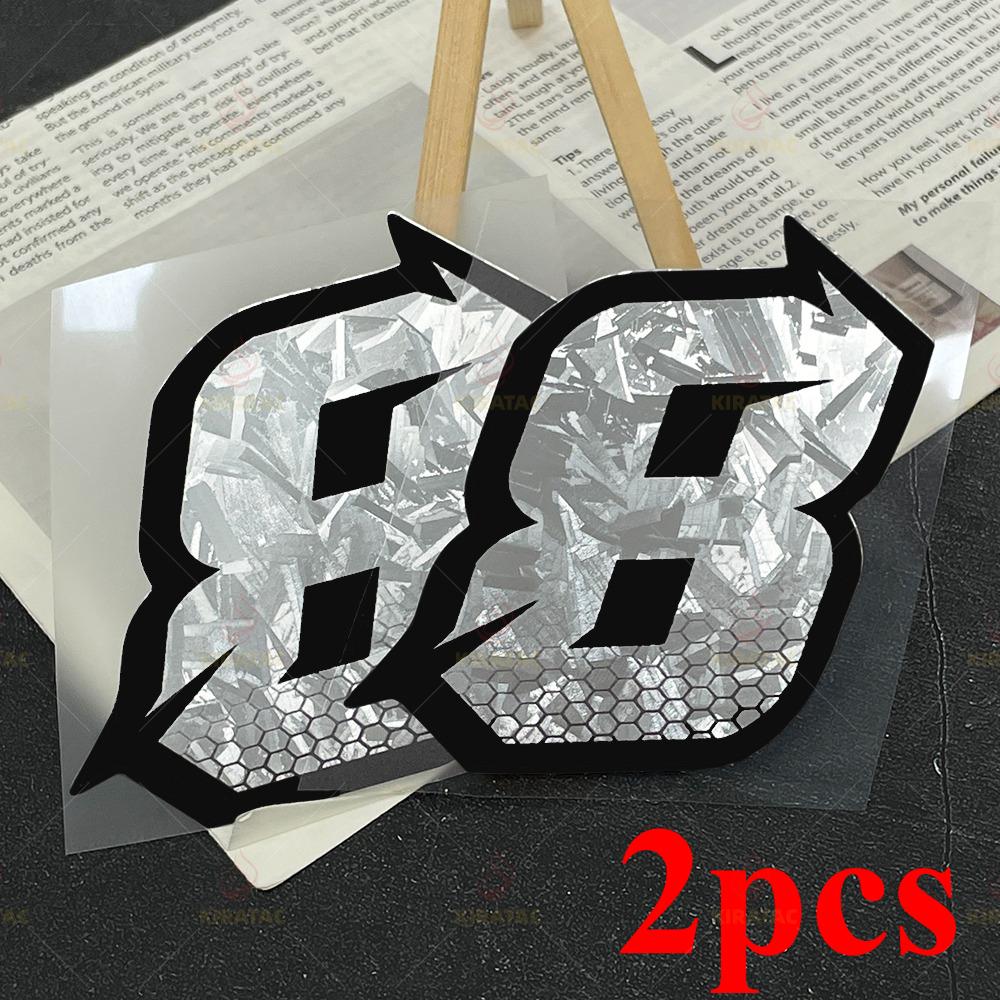 2PCS Honeycomb Arabic Numerals Silver Carbon Fiber Motorcycle Sticker Waterproof for Helmet Front Fairing Scooter Vinyl Decals