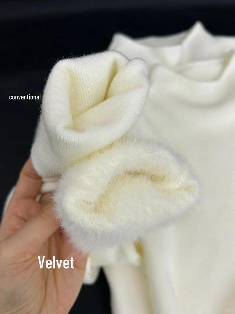 Damen Dopamin Rollkragen Fleece Pullover - 2025 Frühjahrskollektion, Warmer & Dicker Gestrickter Baselayer Top