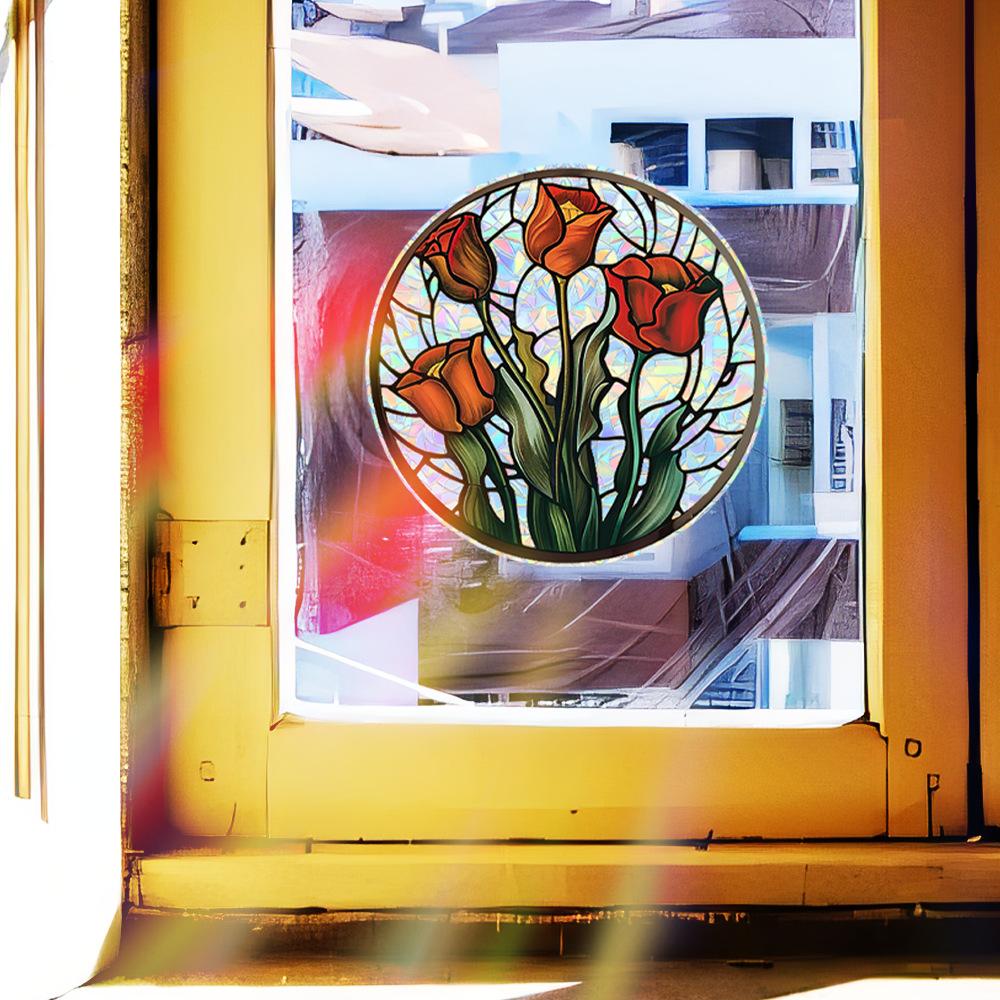 Laser Dazzling Rose Balcony Glass Doors and Windows Home Beautification Decoration Static Window Stickers