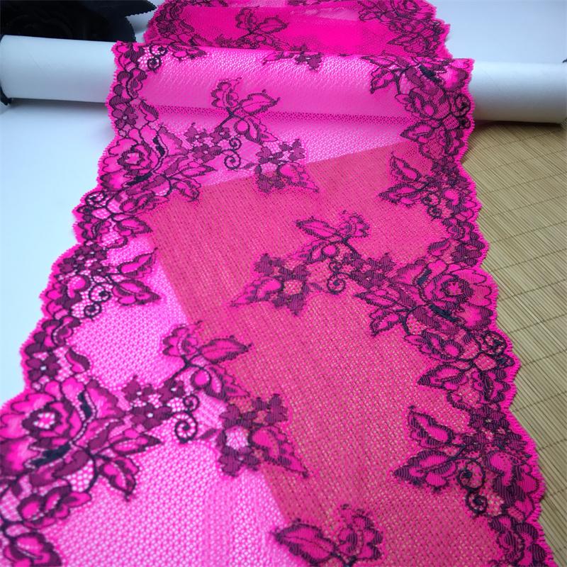 ( 2 Colors) 23cm wide Elastic Lace, Two-tone Elastane Spandex Sewing Mesh Lace Fabric for Lingerie, Bra, Underwear, Garment & Crafting