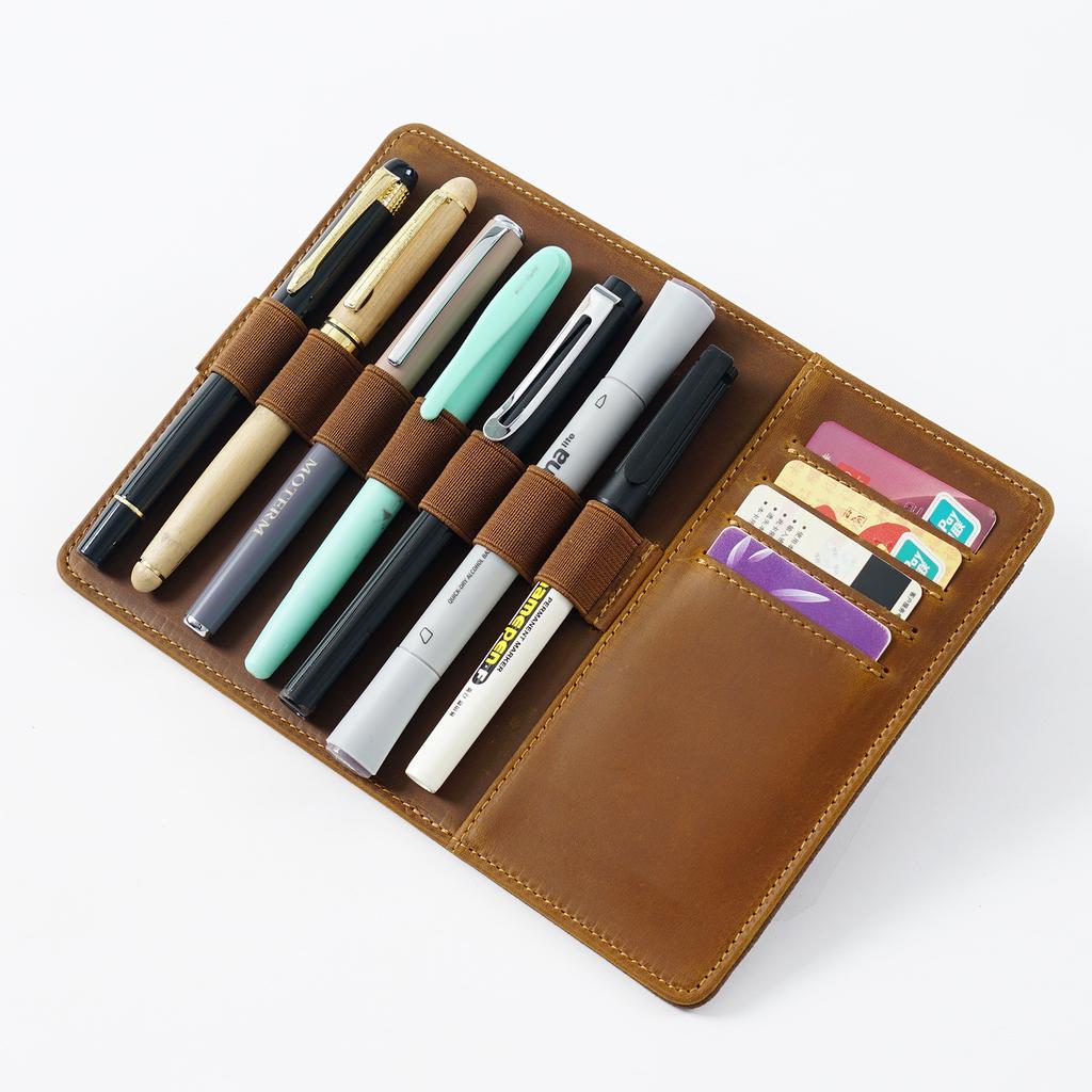 Full Grain Genuine Leather Pencil Pouch with Credit Card Slots Luxury Fountain Pen Sleeve School Office Luxury Gift Crafts