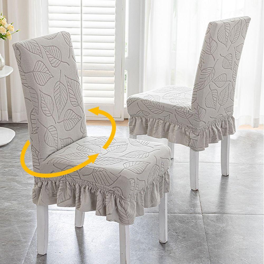 High-elastic Dining Chair Cover Anti-slip Jacquard Integrated Seat Cover Anti-dirty Soft Stool Slipcover for Home Decoration