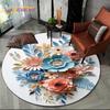 Dream Flower Art Daisy Rose Sunflower Cartoon Round Carpet Rug for Living Room Bedroom Kid Decor,Pet Area Rug Non-slip Floor Mat