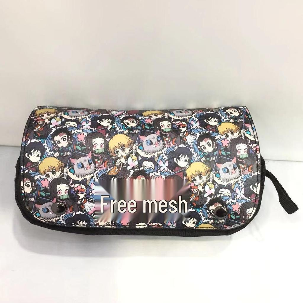 New Year's Day Demon Blade Cartoon Pencil Case - Student Stationery Box with Button Closure