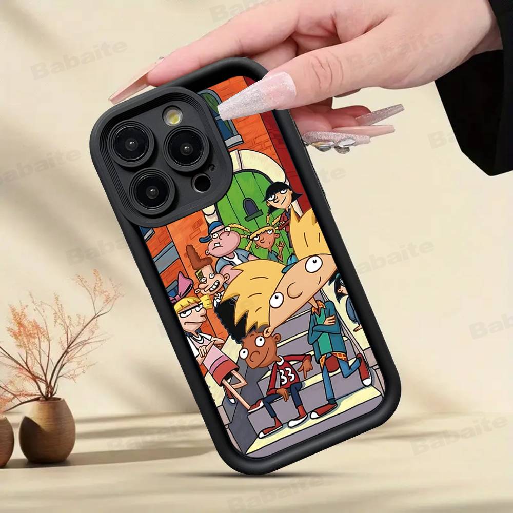 

Hey A_Arnolds Cartoon For IPhone 17 Pro Max 16 15 14 13 12 11 Plus Black Soft Phone Cover iPhone 11 pro