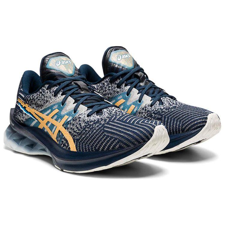 Asics Women's Novablast 1 Pixel Noise French Blue Champagne Running Shoes 1012B006-400