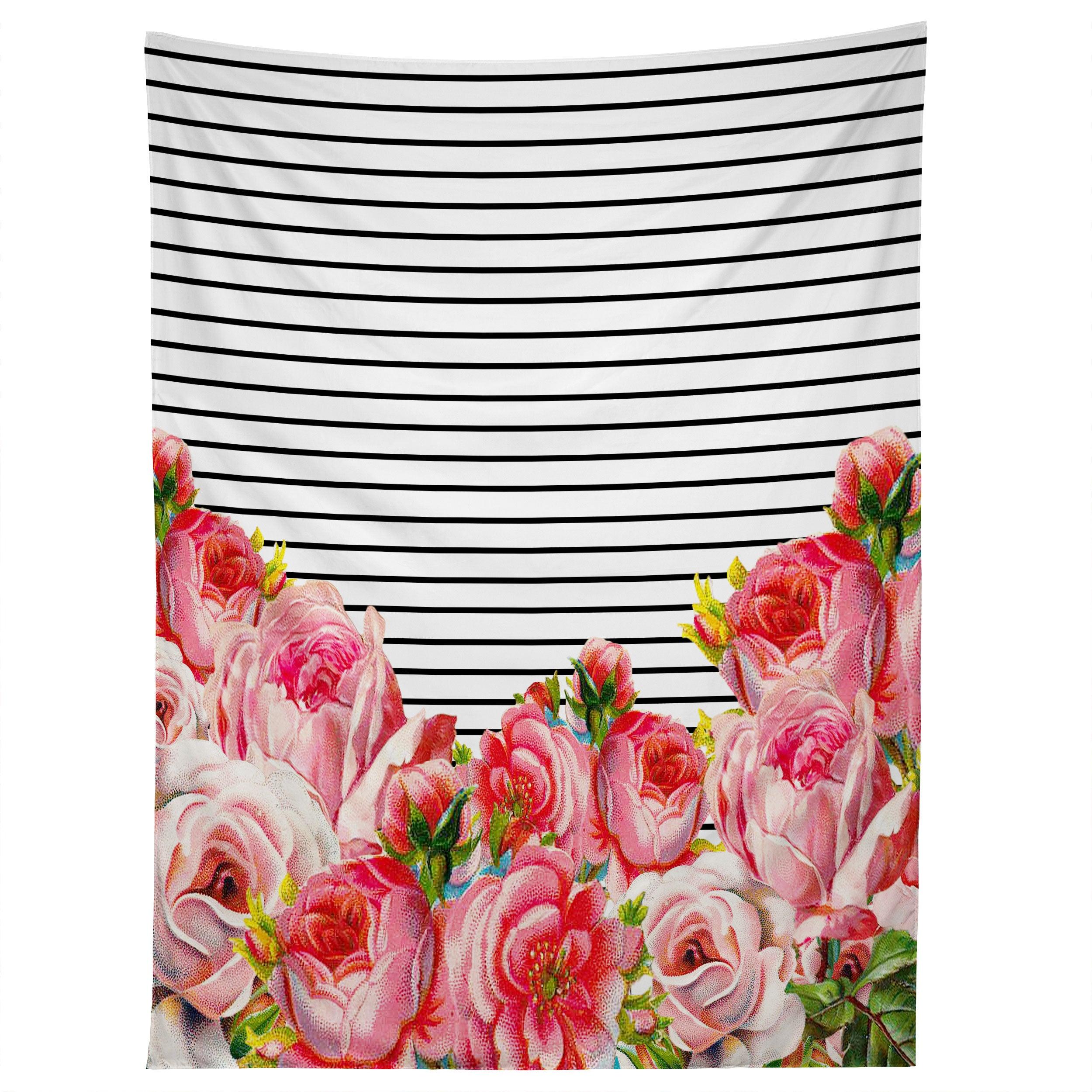 BOLD FLORAL AND STRIPES tapestry 75x100