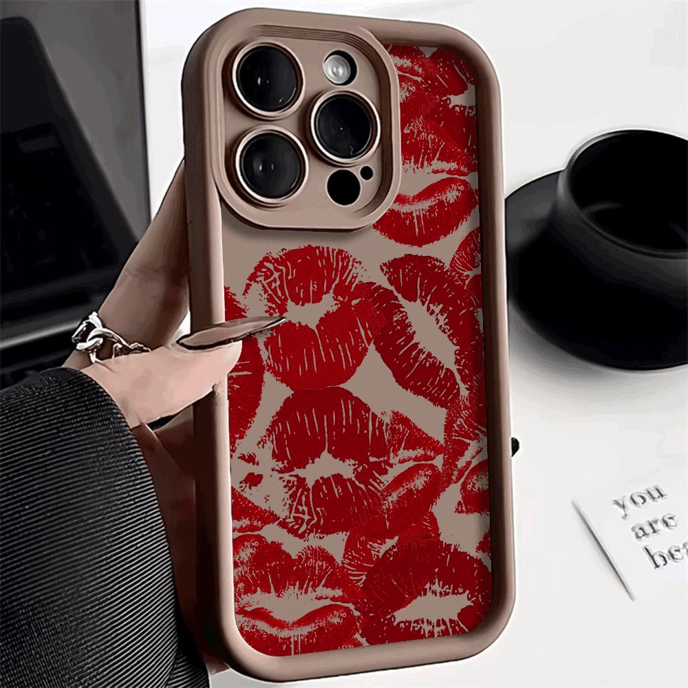Roter Lippenstift Kussmund Muster Stoßfeste Handyhülle für Xiaomi Redmi Note 14 13 12 11 10 9 8 7 Pro Anti-Rutsch Weiche TPU Hülle
