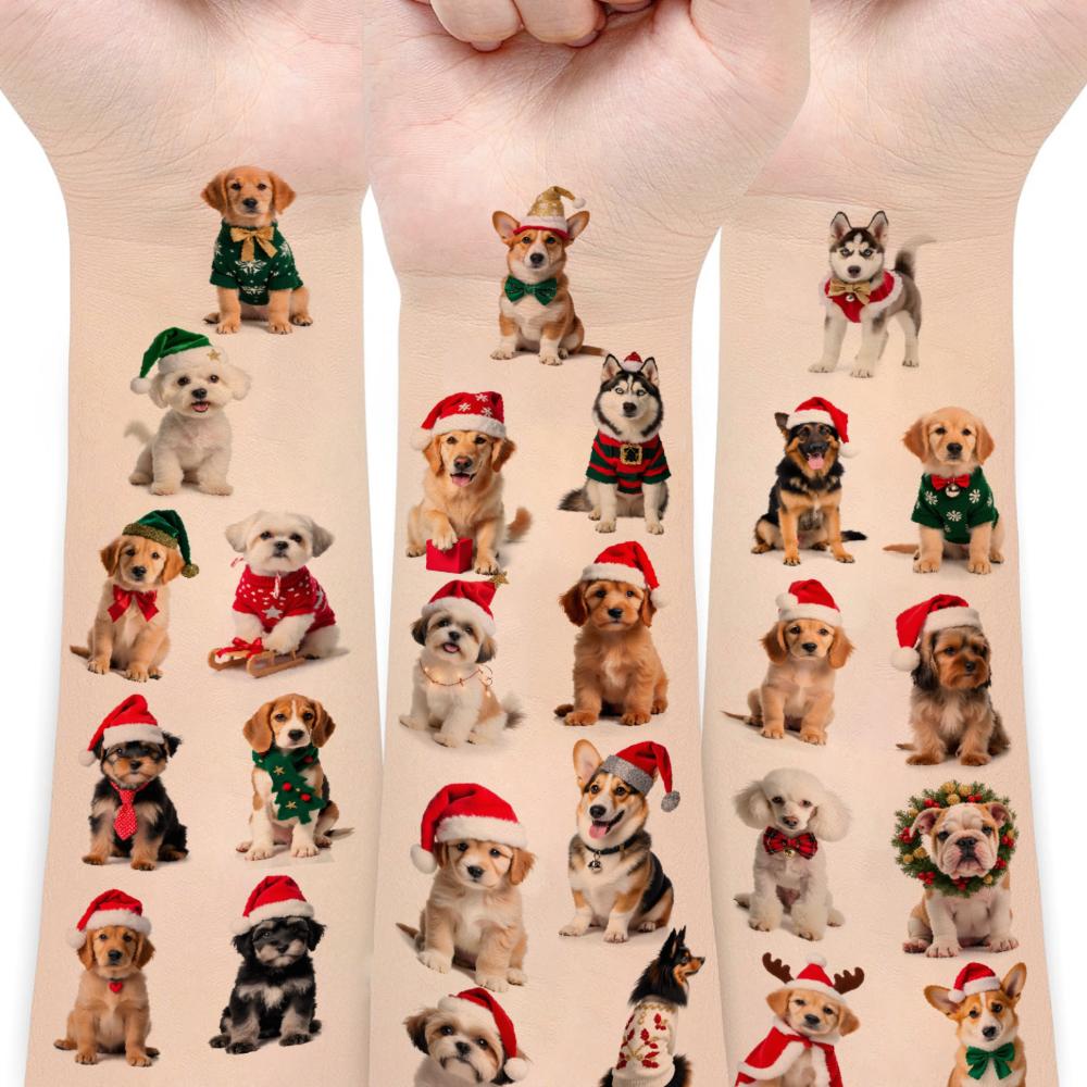 54pcs Temporary Tattoo Dog Stickers Temporary Tattoo Stickers Christmas Stickers Photography For Women