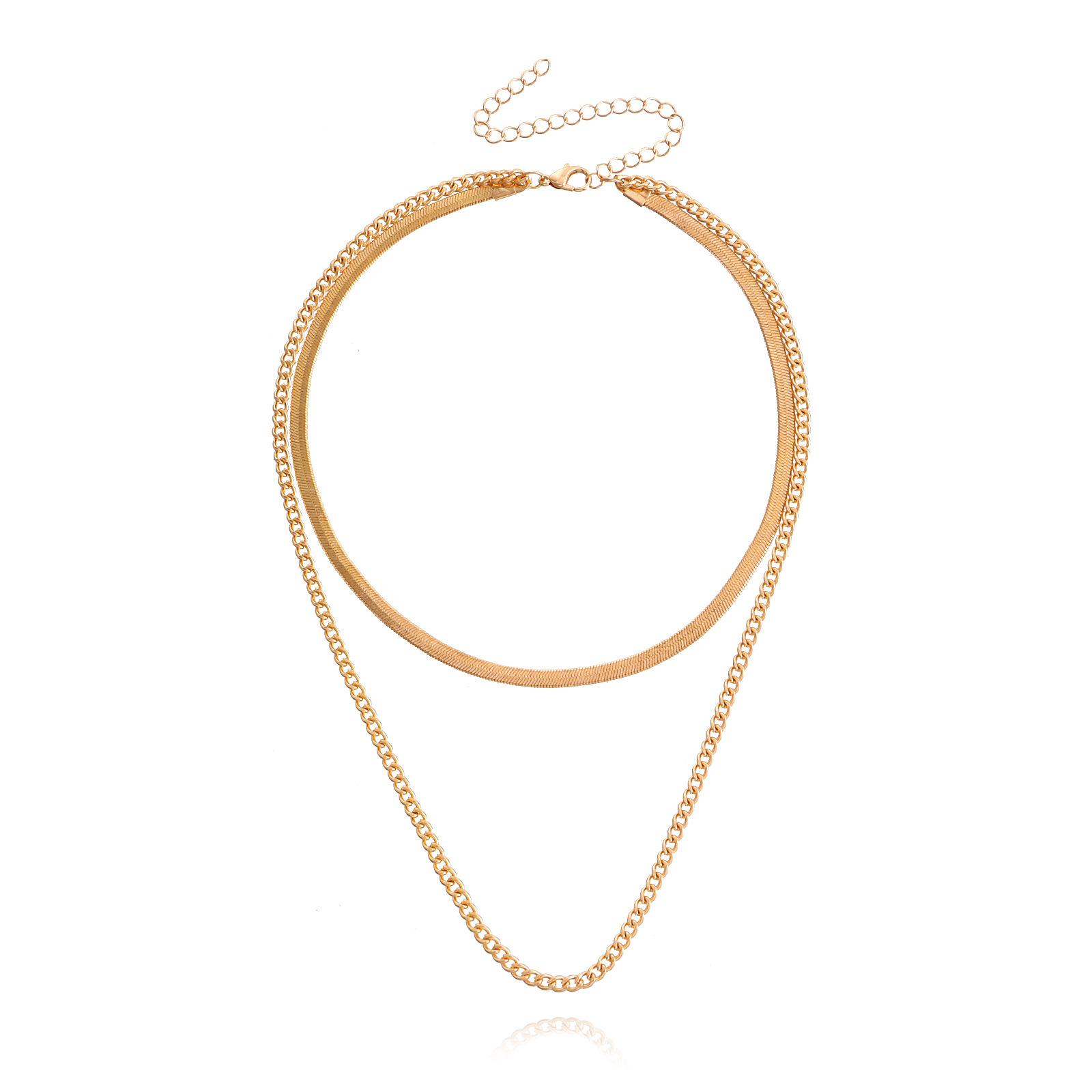 

European and American jewelry, simple double-layer small hole snake bone chain necklace female, punk trend ins necklace