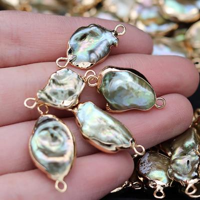 1 Stück/2 Stück/5 Stück unregelmäßige natürliche Süßwasserperlen-Verbindungs-Edelstein-Charms für Halskette, Fußkettchen, Armband, Nähen, Basteln, Schmuckzubehörherstellung