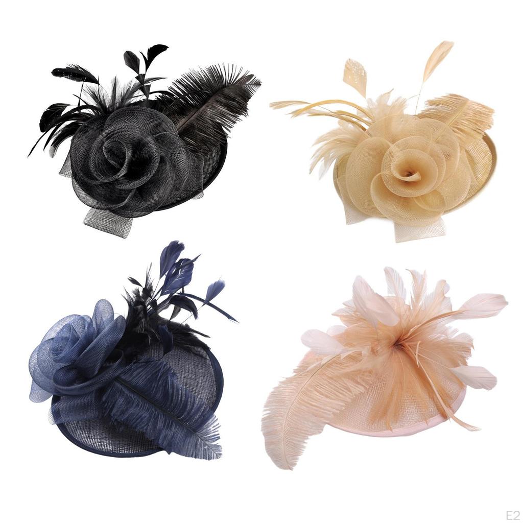 Fascinators for Women Tea Party Wedding Cocktail Flower Mesh Feathers Hair Clip