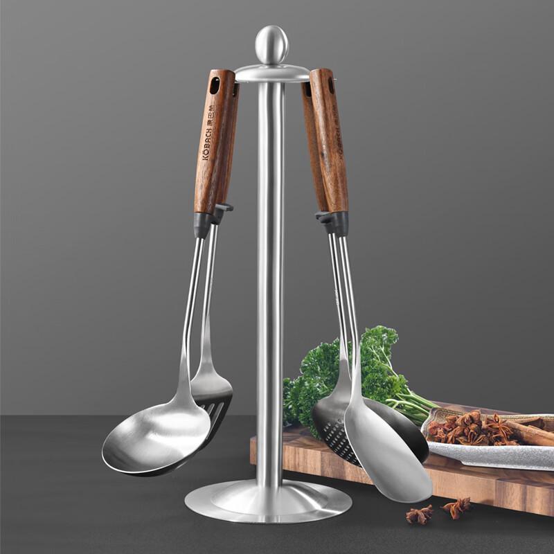 Kangbahe Walnut Handle 304 Stainless Steel 5-Piece Kitchen Utensil Set