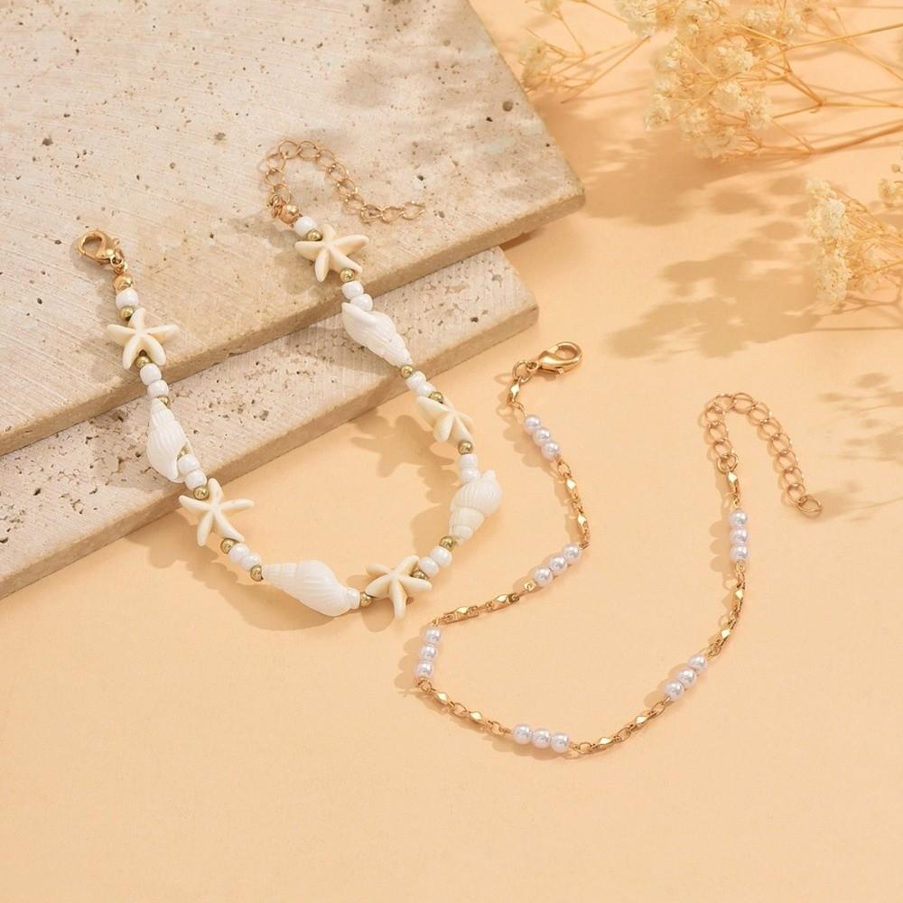 Pearl Foot Chain Shell Beach Jewelry Elegant Beaded Anklet  Party