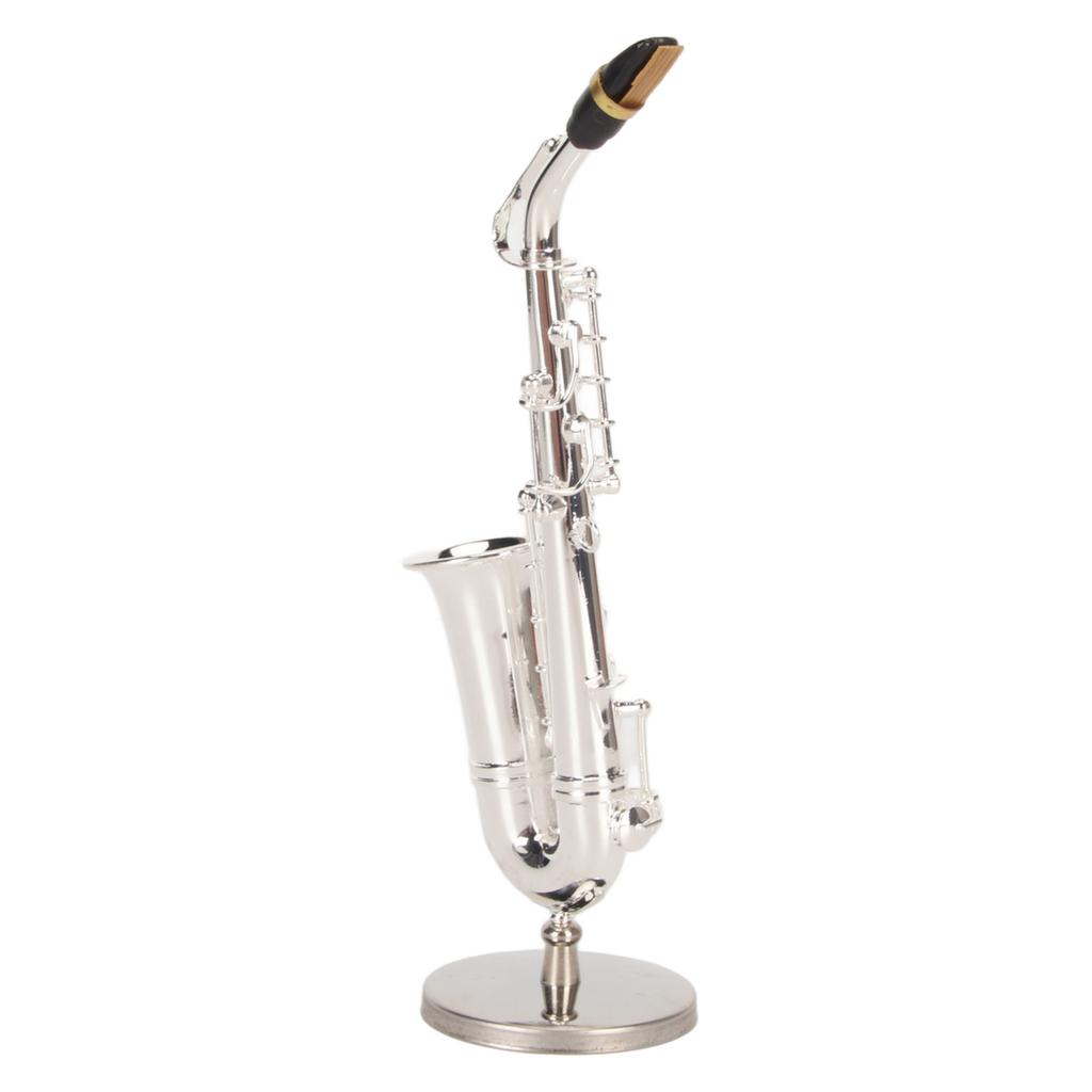 Miniature Saxophone with Stand and Case Mini Musical Instrument Miniature Dollhouse Model for Home Decoration Gift