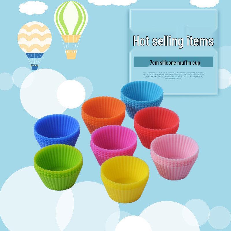 Round Silicone Muffin Cups, 7cm Cake, Pastry, Egg Tart, and Pudding Molds