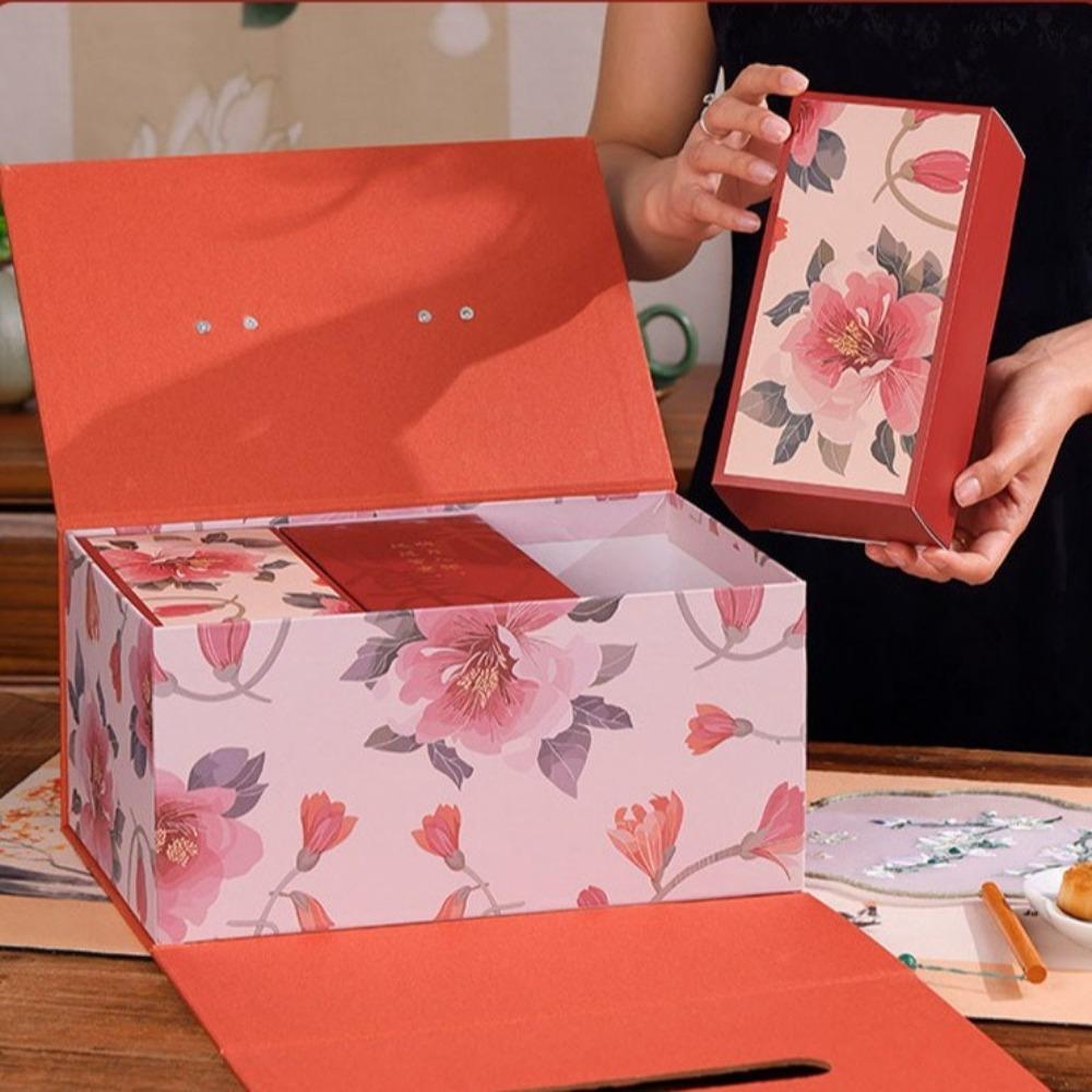 

Luxury Moon Cake Box 12-grain Egg Yolk Crisp Packaging Box Kids Gifts червоний