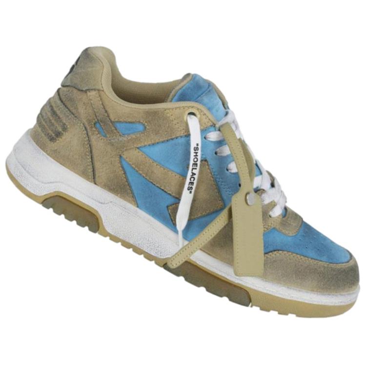 Off-White Lace-Up Comfortable Versatile Low-Top Fashion Sneakers Men Sneakers Blue Brown OMIA189S22LEA0084061