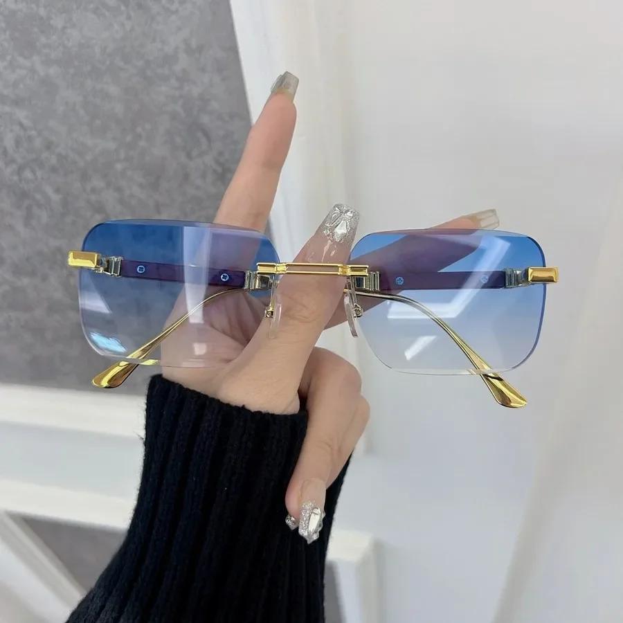 Designer Brand Square Sunglasses Women Men Colorful Small Frame Sun Glasses Female Mirror Colors Rimless Cool Fashion