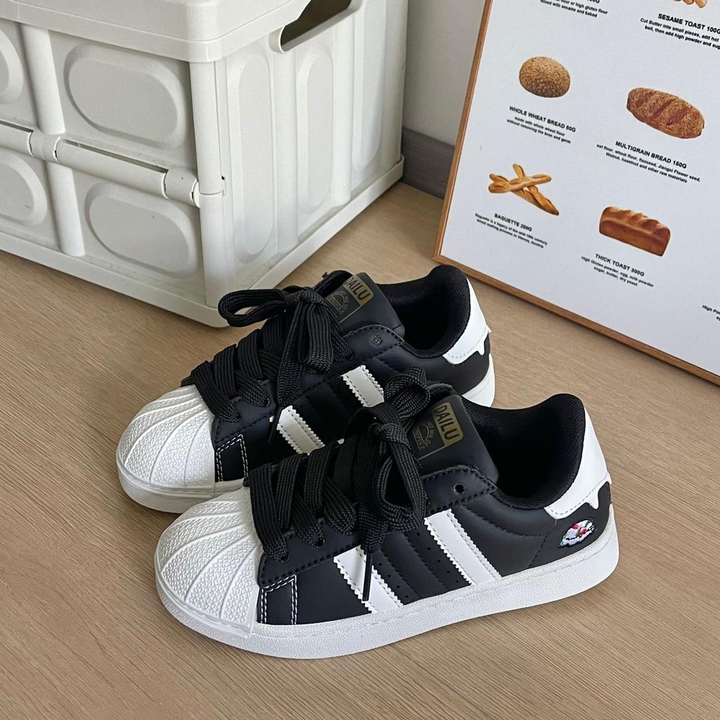 Summer new chic student black and white shell head sneakers casual skateboard shoes