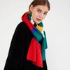 European and American Mohair Knitted Striped Scarf Women's Warm and Thickened Imitation Cashmere Color Matching Scarf Shawl