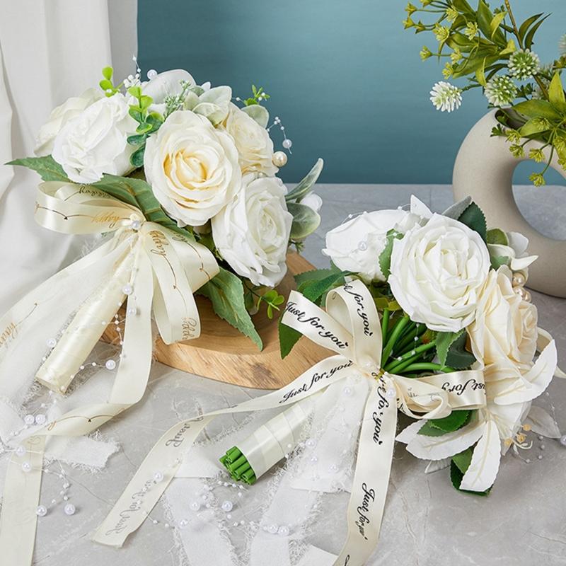 Bridal Bouquets for Wedding, Simulation Rose Bride Wedding Bouquet Wedding Decorations for Ceremony, Anniversary