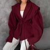 Womens 2026 Elegant Office Blazer Coat Solid Color Tie Front Lightweight Long Sleeve