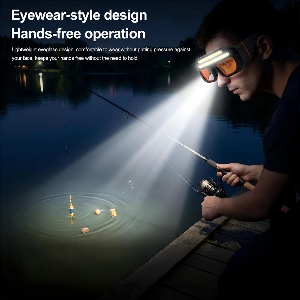 LED COB Headlamp Safety Glasses Type-C Charging IPX4 Waterproof Headlight Light Up Glasses Headlamp for Camping Hiking Running