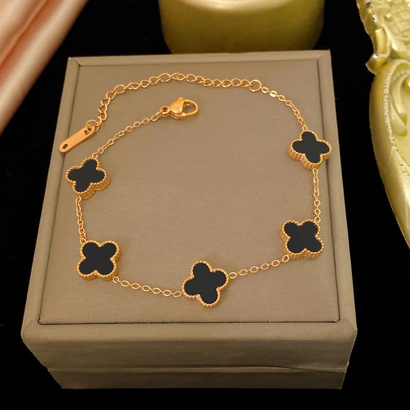 Lucky Four-Leaf Clover Bracelet - Colorful, Light Luxury, High-End Feel, Pairs with Necklace & Earrings