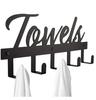 No-Drill Wrought Iron Towel & Hat Hook for Door Storage